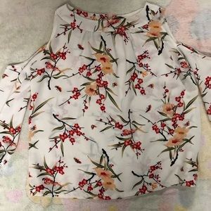 floral cold shoulder blouse